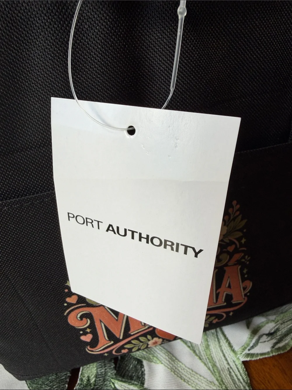 Port Authority Black Tote with 'La Mejor Mama' Floral Graphic